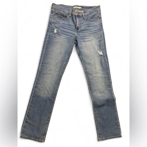 Levi's Denim - Levi's Blue Straight Leg Jeans with Vintage Distress